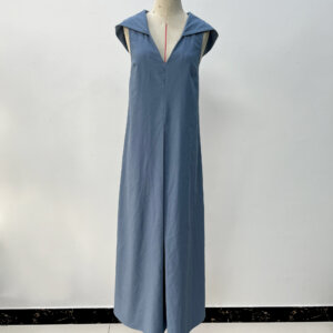 sleeveless hooded linen maxi dress