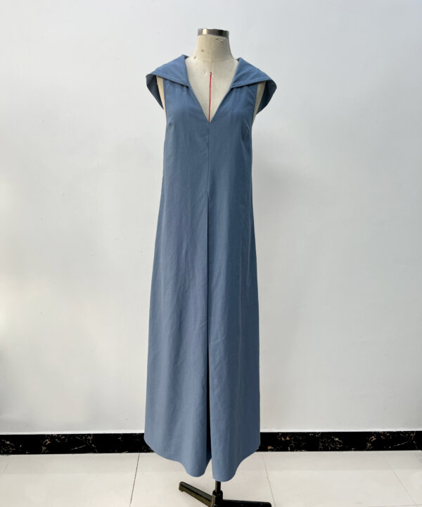 sleeveless hooded linen maxi dress