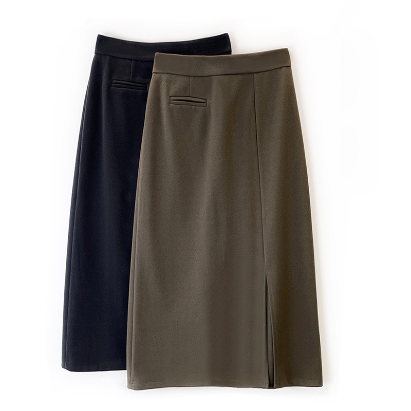 Back Zipper Slit Straight Long Skirt - High-end Custom Clothing ...