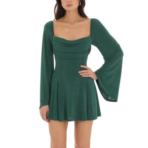 flare sleeve women mini dress