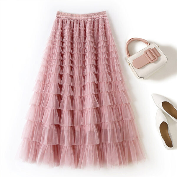 women mesh tulle long skirt